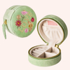 Mini Portable Jewelry Packing Box Velvet Embroidered Box Travel Storage Ring Necklace Bracelet Earring Jewelry Boxes with Pouch