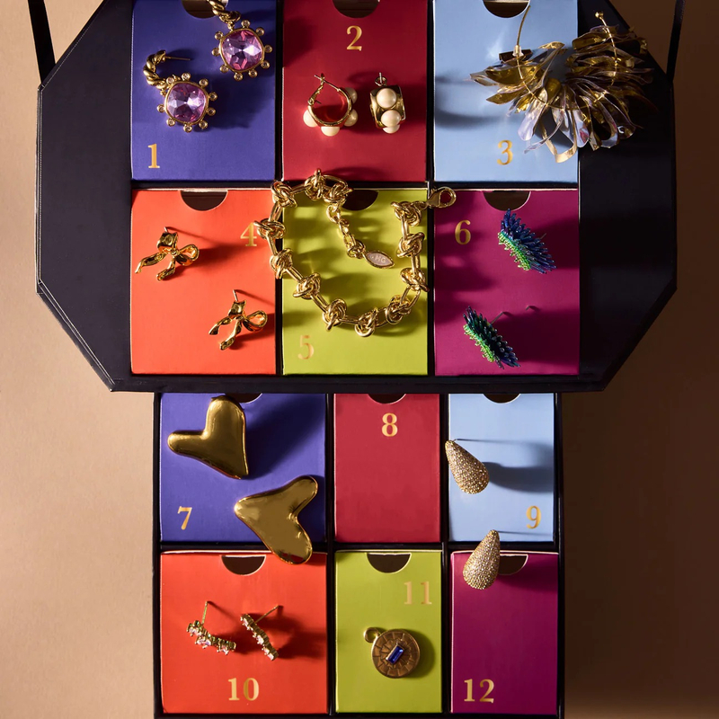 Handmade Octagon Jewelry Blind Box Organizer Diy Empty Advent Calendar Box 12 Days Drawer Style Cardboard Jewelry Box Packaging