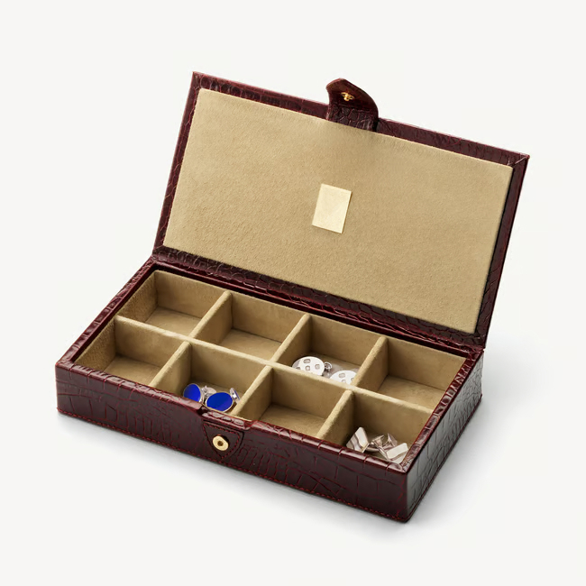 Custom Logo Empty Leather Cufflinks Jewelry Watch Box Luxury Watch Organizer Box Jewelry Cufflinks Box with Snap Packaging