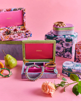 Purple Pink Jewelry Box Custom Logo Printed Velvet Luxury Case Necklace Bracelet Box Packaging Jewelry Premium Packaging