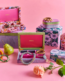 Purple Pink Jewelry Box Custom Logo Printed Velvet Luxury Case Necklace Bracelet Box Packaging Jewelry Premium Packaging