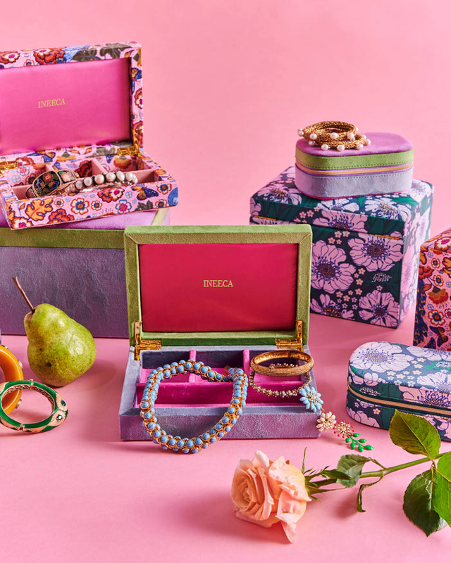 Purple Pink Jewelry Box Custom Logo Printed Velvet Luxury Case Necklace Bracelet Box Packaging Jewelry Premium Packaging