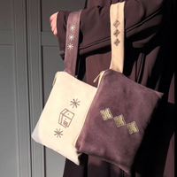 Hand Embroidery Zipper Makeup Bag Coin Purse for Factory