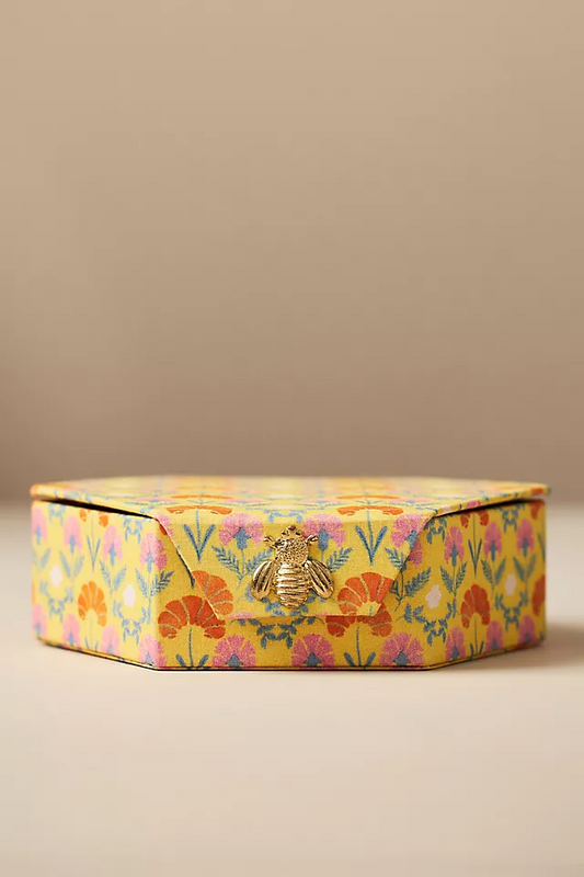 Customizable Watch And Bracelet Box Floral Fabric Design Ring Box Storage Little Bee Logo Paper Magnetic Necklace Box Packaging