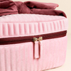Large Burgundy Velvet Bow Pink Cosmetic Bag