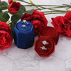 Mini Double Ring Slot Bearer Case Velvet Jewelry Packaging Boxes for Proposal Engagement Wedding Ceremony with Detachable Lid