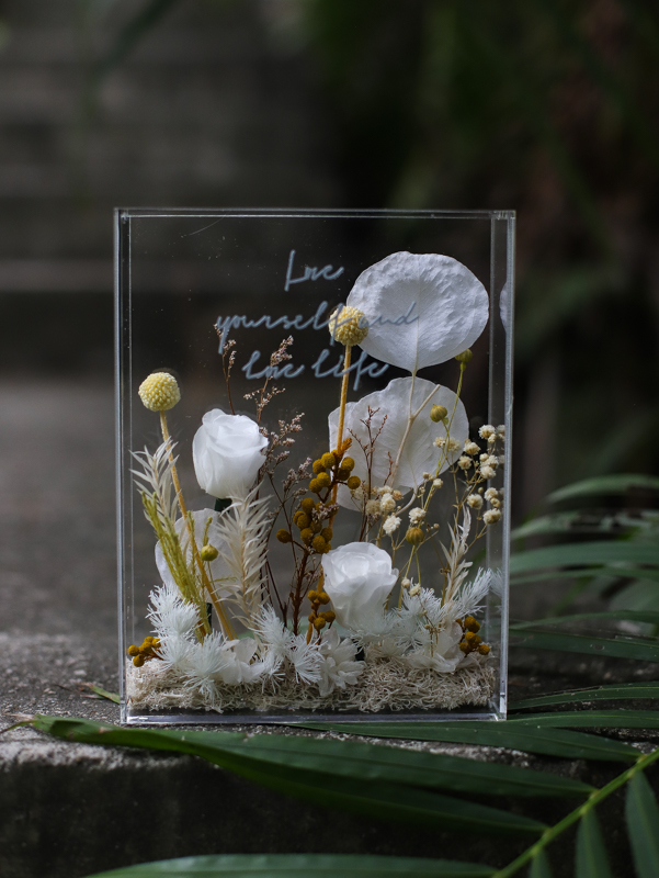 Ins Nordic Acrylic Transparent Flower Box Plant Dried Immortal Flowers Hollow Picture Shadow Frame Diy Material Bag