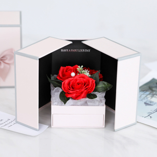 Magic Cube Flower Rose Bouquet Box Birthday Gift Valentine's Day Double Open Door Flower Gift Box With Ribbon And Drawer