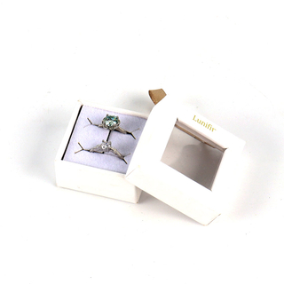 Custom Small Personalized Paper Ring Jewelry Gift Box Jewelry Tradeshow Cardboard Ring Packaging Boxes with Clear Window