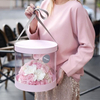 Custom Luxury Transparent Clear PVC Rose Gift Box Round Paper Flower Display Packaging Box with Logo Hand Holding
