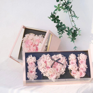 Creative Panorama Acrylic Transparent Valentine's Day I Love You Letter Rose Flower Gift Packaging Box Wholesale