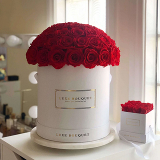 Factory Custom Luxury Round Paper Fresh Preserved Rose Flower Bouquet Packaging Box for Valentine's Day
