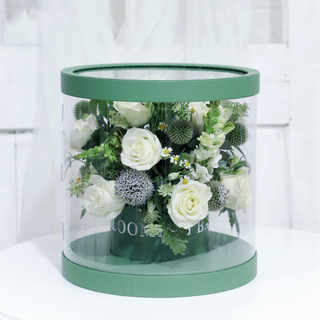 New Valentine's Day Transparent Pvc Round Windowed Portable Cake Flower Arrangement Gift Box
