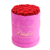 Custom Wholesale Round Cylinder Flower Packaging Box Round Velvet Flower Arrangement Boxes for Roses with Logo Customized