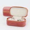 Small Custom Logo Velvet Square Ring Necklace Earring Jewelry Storage Packaging Box for Travel with Zipper