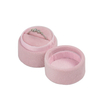 Custom Logo Pink Velvet Round Shape Wedding Ring Jewelry Packaging Gift Box with Foam Insert