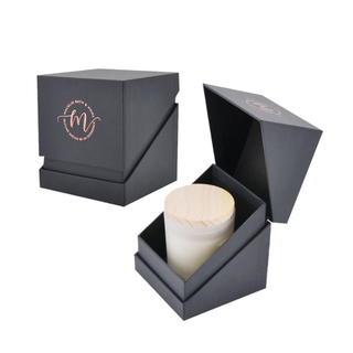 Custom Gold Foil Logo Black Paper Candle Box Packaging Jar Set Gift Shipping Candle Box with Inserts Luxury Candle Box