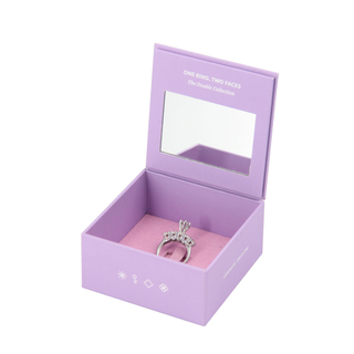 Custom Square Paper Cardboard Necklace Ring Jewelry Gift Packaging Box with Mirror And Velvet Insert