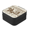Portable Western Desert Cowboy Cowgirl Leather Travel Jewelry Organizer Storage Box for Necklace Earrings Rings Bracelet