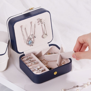 Small 2 Layer PU Leather Mini Portable Travel Jewerly Storage Organizer Boxes for Women Girls Earring Ring Necklace Bracelet