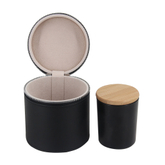 Luxury Professional Pu Leather Round Candle Jar Gift Packaging Box With Custom Logo And Zipper Wholesale