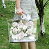 New Arrival Square Clear Transparent Acrylic Portable Valentine's Day Wedding Preserved Rose Flowers Bouquet Gift Packaging Box