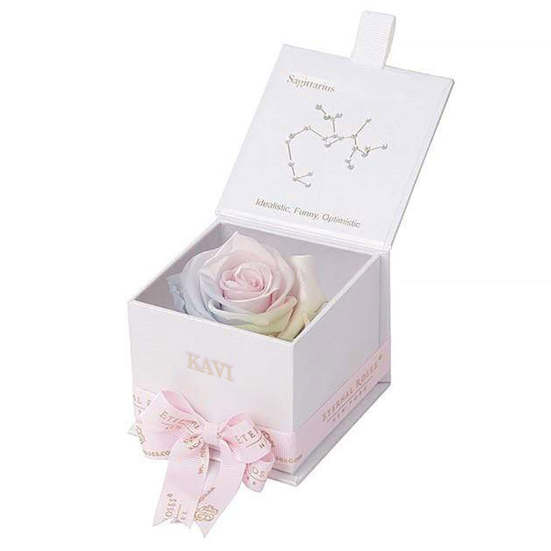 Small Custom Logo Square Paper Folding Magnetic Closure Flip Lid Single Preserved Eternal Rose Flower Gift Packaging Box