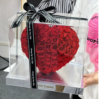 Luxury Mirrored Transparent Window Flower Arrangement Box Acrylic Surprise Love Flowers Stand Packaging Box Wedding Centerpieces