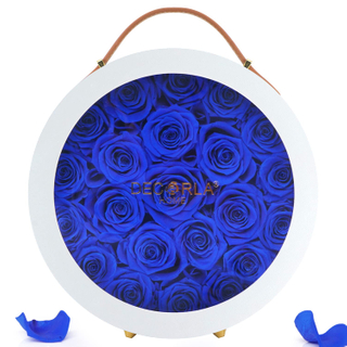 PVC Lid Velvet Paper Round Gift Box Arrangement Preserved Eternal Rose
