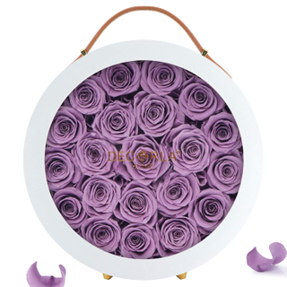 Wholesale Custom Infinity Long Lasting Forever Eternal Natural Flower Head Preserved Roses Box Preserved Rose in Round Gift Box