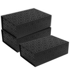 Luxury Gift Box with Magnetic Paper Boxes Black Linen Decorative Gift Boxes for Presents Wedding Gift And Keepsakes