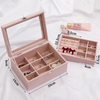 Portable Velvet Jewelry Ring Display Organizer Box Tray Holder Storage Case Showcase Rings Pendant Chain Display Stand Holder