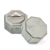 Portable Octagon Travel Jewelry Ring Packaging Box Grey Valentines Day Jewelry Gift Box Wedding Velvet Jewelry Ring Display Box