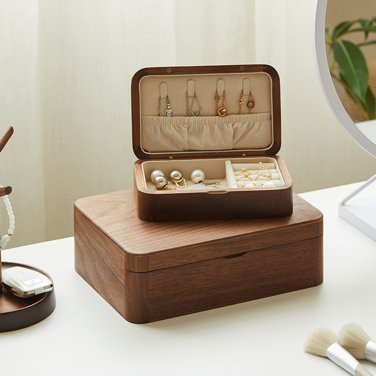 Wholesale Custom Logo Luxury Custom Wood Box Earrings Necklace Jewelry Box Organizer Wood for Jewellery