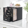 Wholesale Custom High Quality Pu Leather Black 5 Tiers Travel Jewelry Organizer Storage Box With Drawers