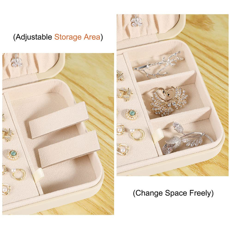 Korean Fashion Small Travel Jewelry Box for Women Girls Rings Earrings Necklace Holder Organizer Jewellery Storage Display Case