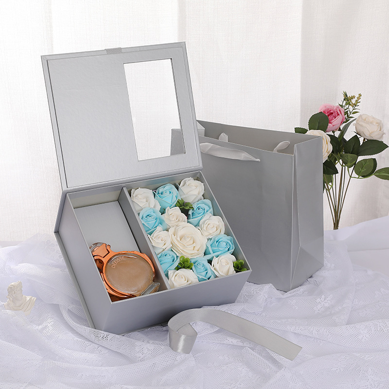 Wholesale Packaging Round Wedding Mothers Day Bouquets Ramadan Gift Mom Mushroom Rose Flower Bouquet Box