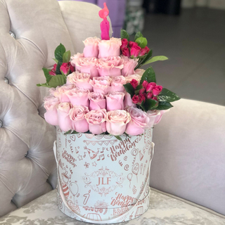 Custom Birthdays Flower Packaging Boxes Round Flower Gift Paper Box With Handle