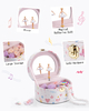 Luxury Pink Round Shape Ballerina Wooden Jewelry Music Boxes Children Jewelry Organizer Box with Mirror For Girls Gifts