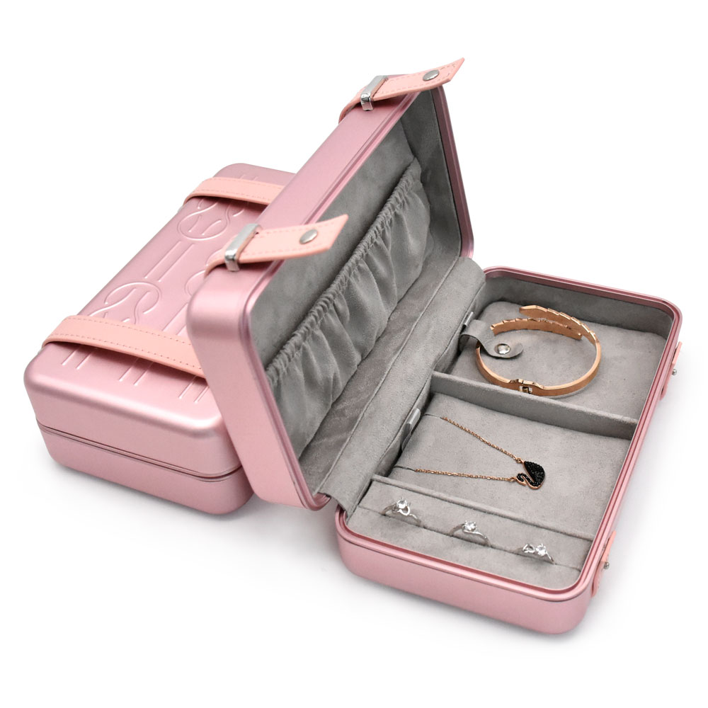 New Arrival Luxury Large Acrylic Jewellery Storage Case Big Size Mirror Pu Leather Suitcase Jewelry Organizer Box with Handle