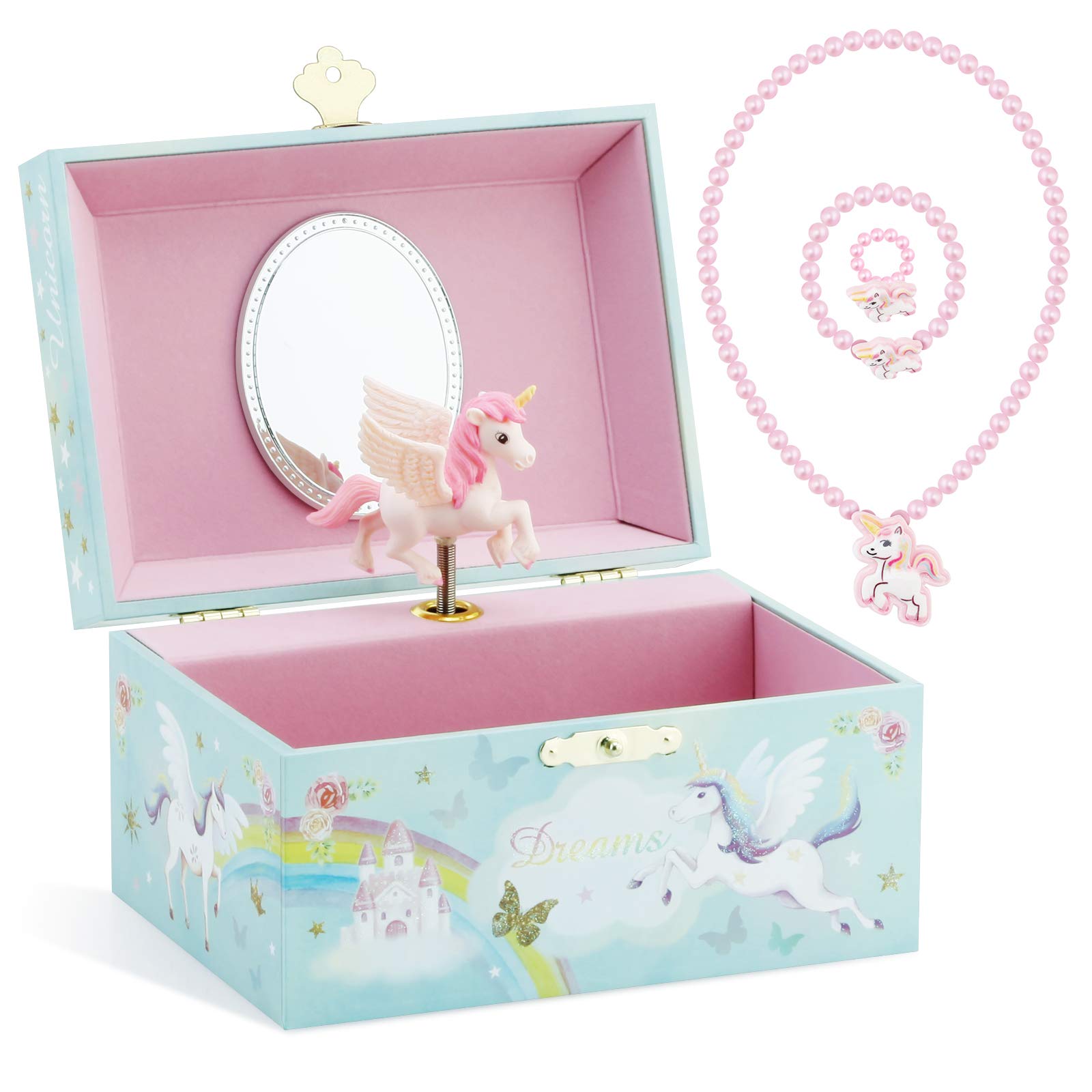 Custom Loftily Unicorn Children's Music Box Wooden Birthday Gift Jewelry Multifunctional Jewelry Storage Music Box