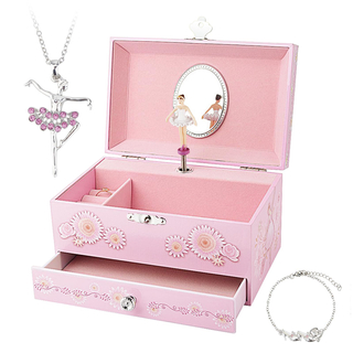 New Pink Beauty Custom Wood 6 Inch Ballerina Music Box Jewellery Storage Ballet Music Box Girls Holiday Party Gift