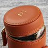Customized Logo Portable Round PU Leather Watch Storage Case Zipper Watch Organizer Box With Pillow Insert