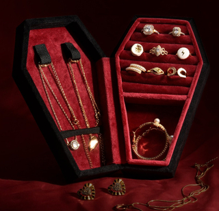 Halloween Coffin Shape Jewelry Organizer Case Portable Velvet Ring Earrings Necklace Jewelry Display Storage Boxes
