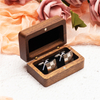 Custom Logo Square Wood Ring Packaging Case Luxury Walnut Wooden Mini Wedding Ring Jewelry Display Storage Box