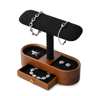 Solid Wood Watch Stand T-bar Watch Holder Organizer Showcase Bracelet Bangle Rings Earrings Necklace Jewelry Display Stand Tray