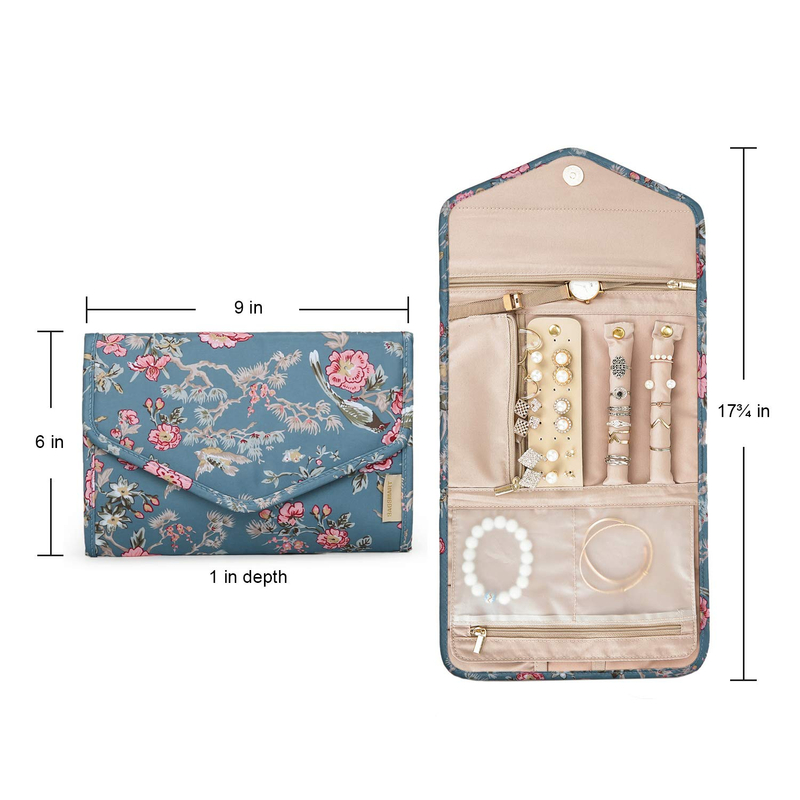 Custom Design Colorful Fabric Travel Jewelry Organizer Case Foldable Jewelry Roll Bag for Rings Necklaces Earrings Bracelets