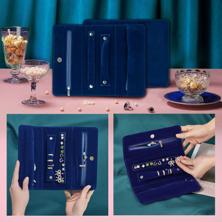 Custom Logo Microfiber Travel Jewelry Organizer Case Roll For Carrying Rings Earrings Necklaces Watches Bracelets