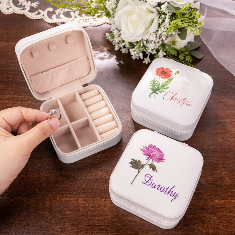 Factory Customized Mirror Storage Box 26 Printed Letters Portable Jewelry Travel Boxes Earrings Ring Boxes