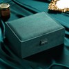New Green 3-Layer Flannel Jewelry Organizer Box Necklaces Earrings Rings Display Holder Case for Women Large Capacity With Lock